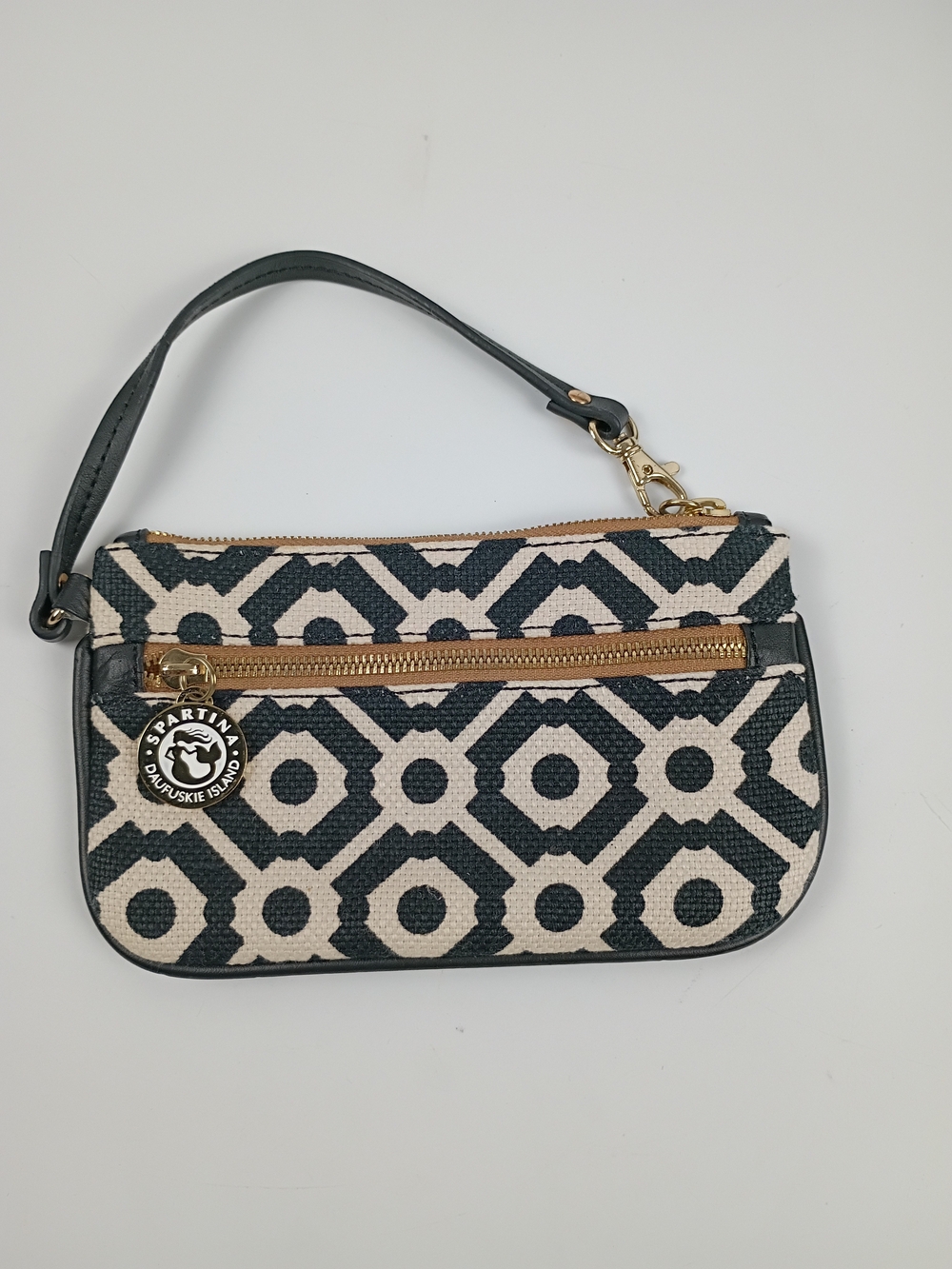 Spartina 449 Black & Cream Geometric Wristlet